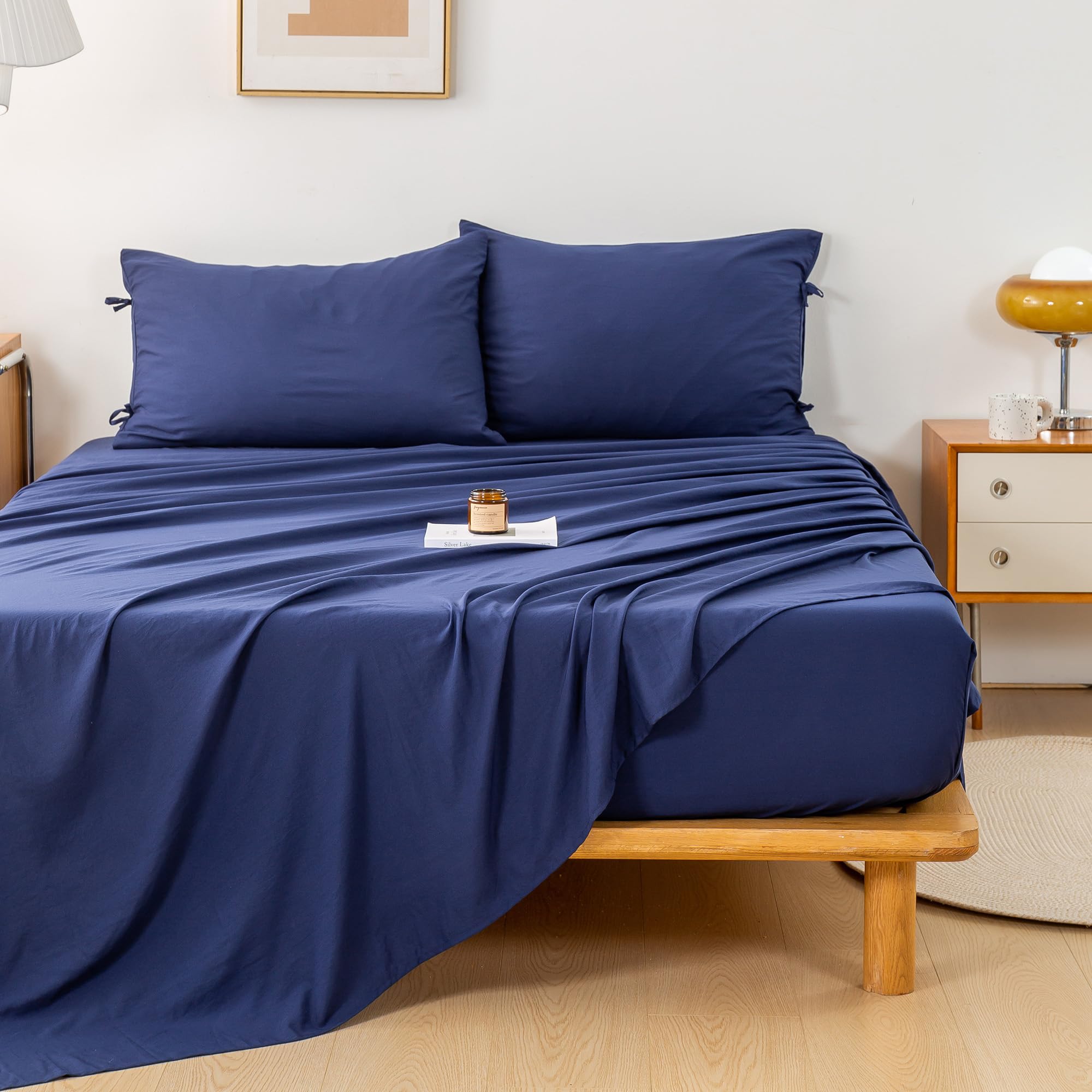 COTTEBED Cozy Queen Size Bed Sheet Set - Luxury 4 Piece Bedding Sheets Pillowcases Set - Super Soft