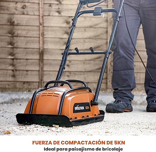 Vista 10 de Placa Compactadora Eléctrica Evolution Hulk - Ideal para Nivelar Pavimento, Preparación de Terreno de Césped Artificial, Patio, Bloques, Arena
