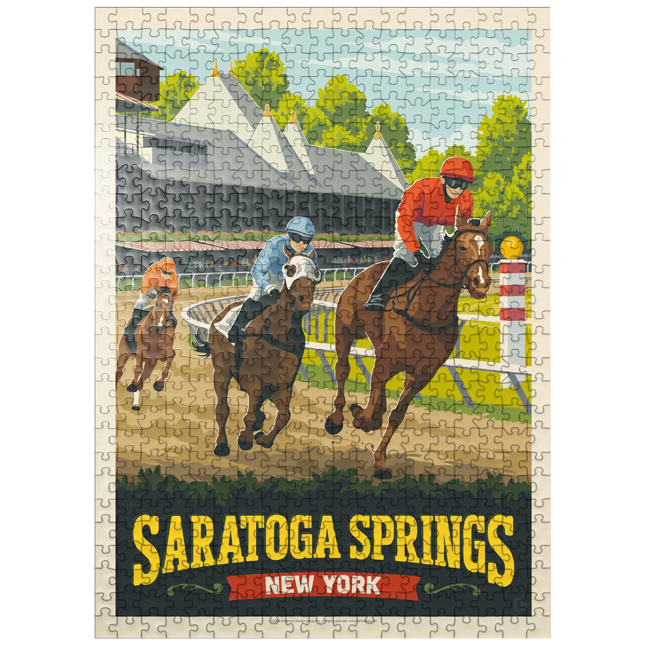 MyPuzzle Saratoga Springs, New York, Vintage Poster - Premium 500 Piece Jigsaw Puzzle for Adults