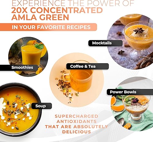 Miniatura 6 de Suplemento de superalimento en polvo Amla con especias de calabaza, 20 veces amla ultra concentrado, hecho con canela, jengibre, nuez moscada,