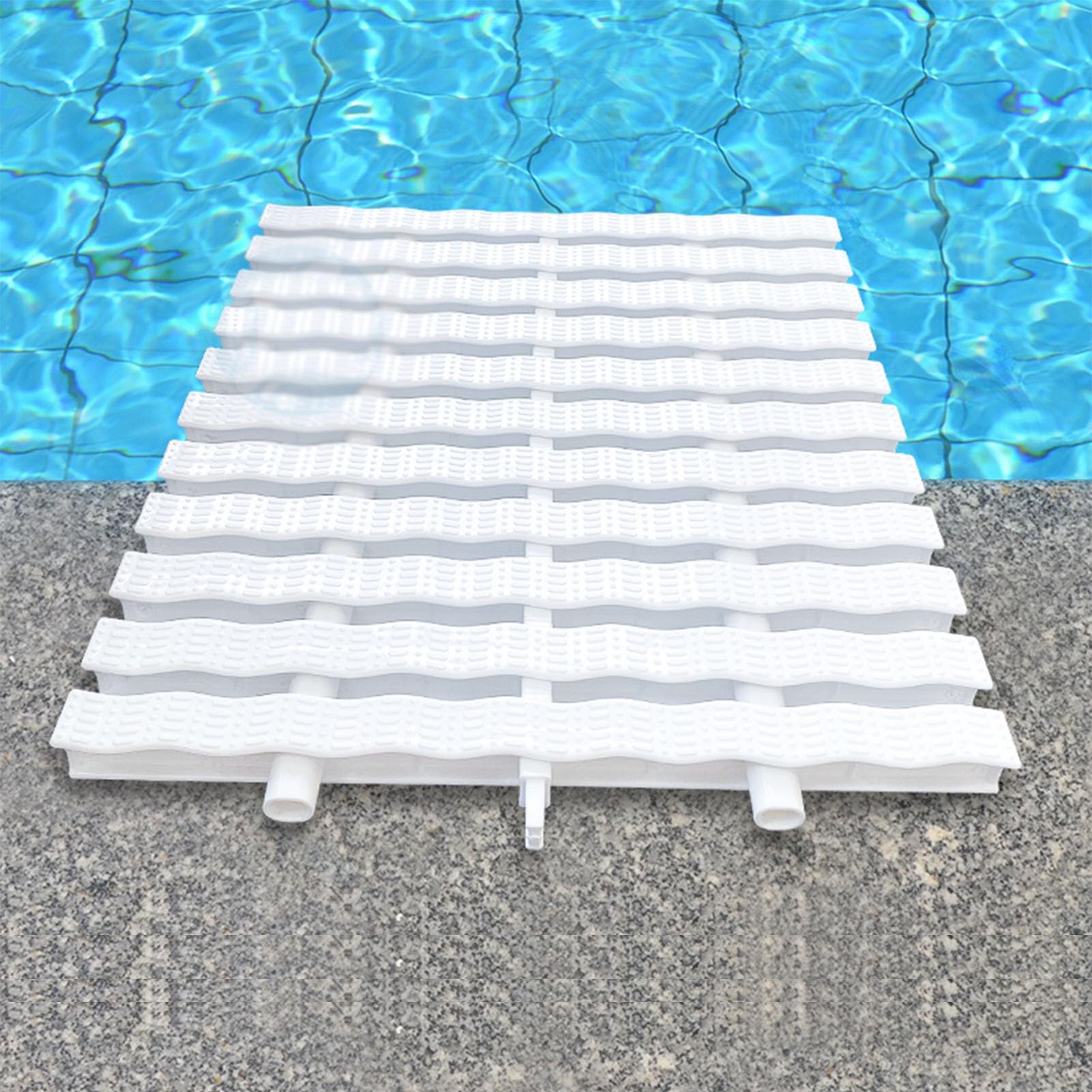 GJMSSMY Spliced Swimming Pool Grating - Three-Hole Overflow Drain Cover for Above-Ground Pools, Gutter Grate Drainage Solution, 20x100CM (Set of 5)