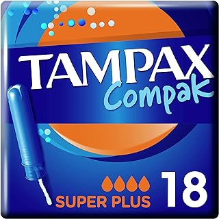 Tampax Compak Tampons, Super Plus With Applicator, 18 Tampons, Leak Protection And Discretion, Super Absorbent