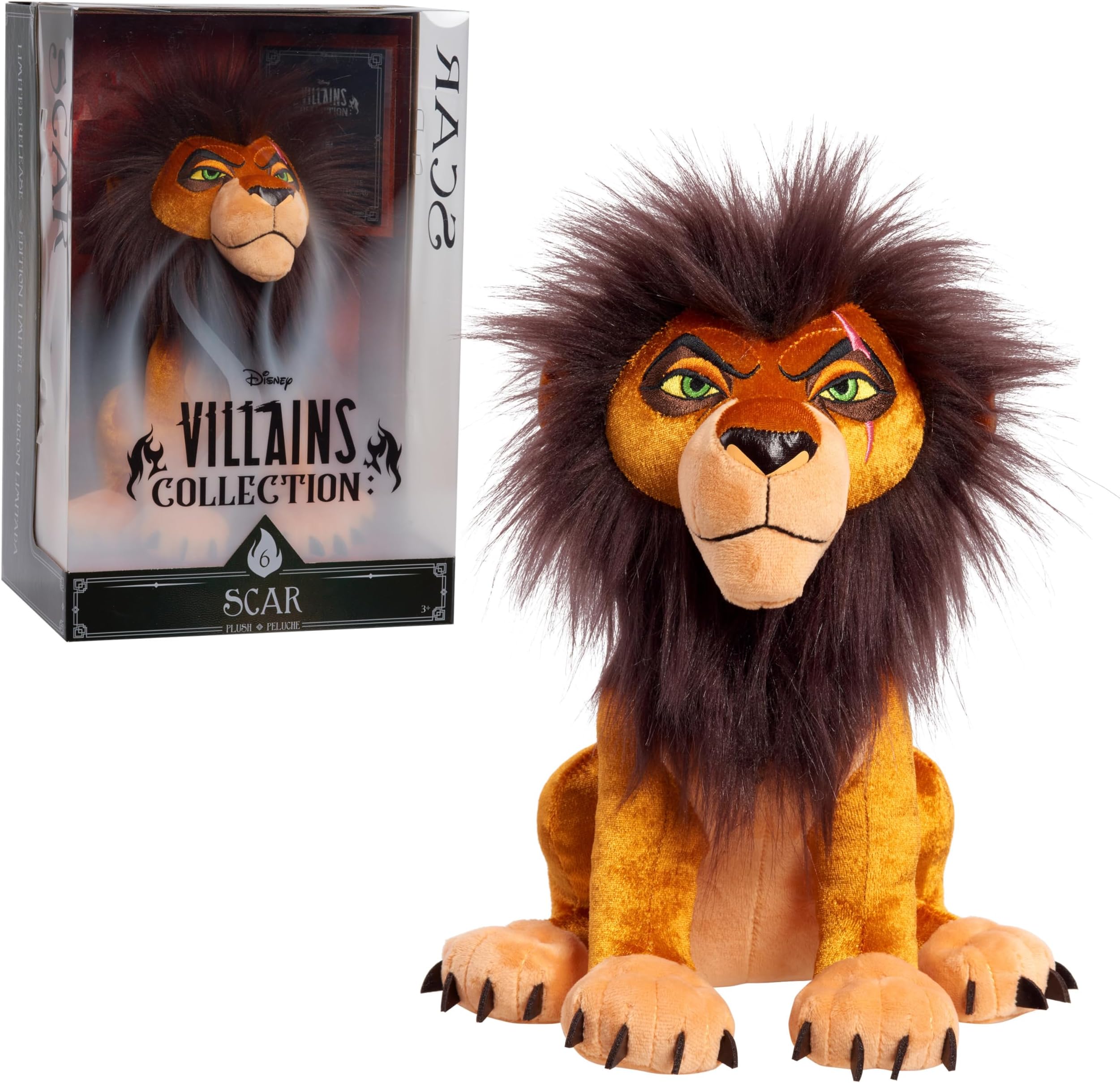 Disney Villains Collection: Scar, 13-inch Collectible Stuffed Animal, The Lion King, Kids Toys for Ages 3 Up by Just Play