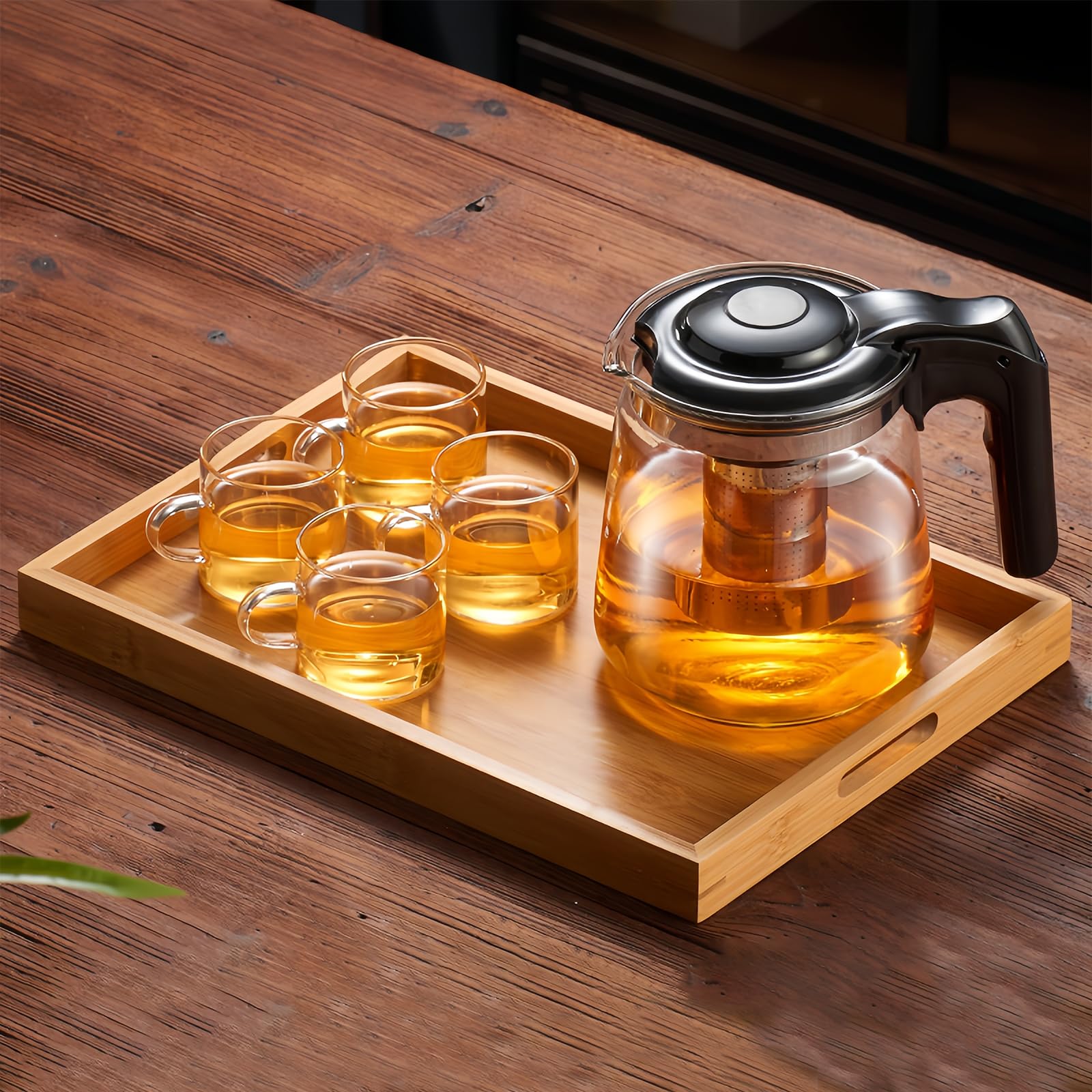 Teiera in vetro con filtro da 1,5 litri, vetro borosilicato resistente al calore, trasparente, ideale per cucina e casa