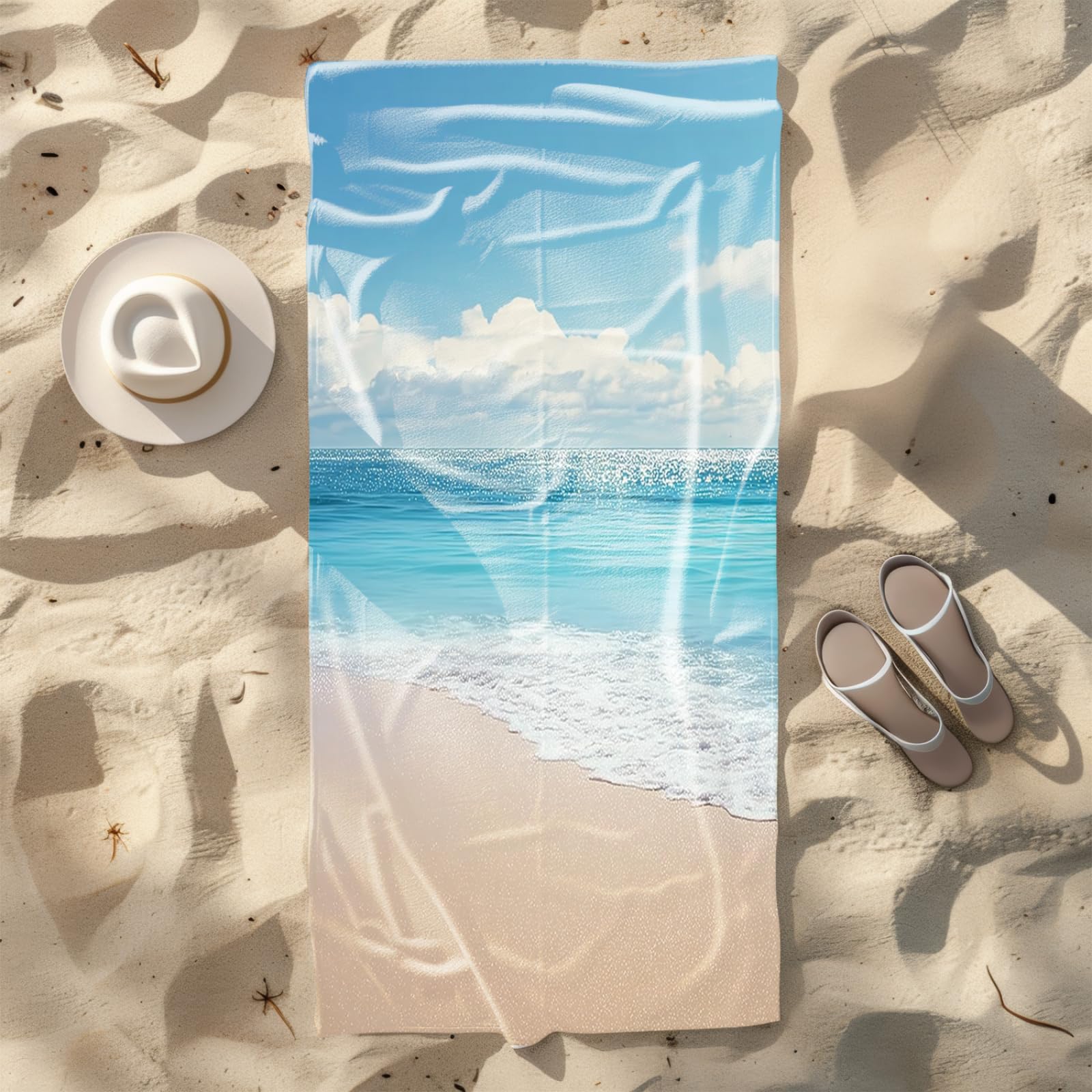 Genérico Toalla Playa Grande Playa Azul Amarillo Microfibra Secado Rápido Oversize Toalla Sin Arena Súper Ligera Piscina Camping Picnic Yoga Gimnasio Y Deportes Viaje
