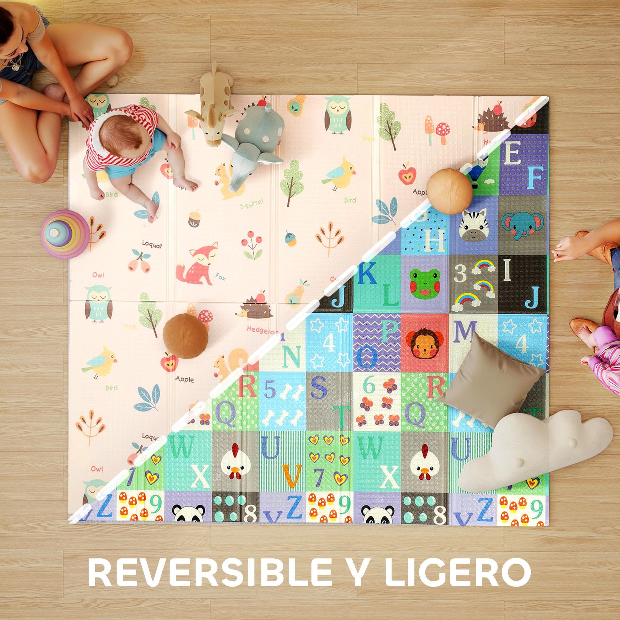 AIYAPLAY Alfombra Bebé Acolchada Plegable Reversible 150x180 cm