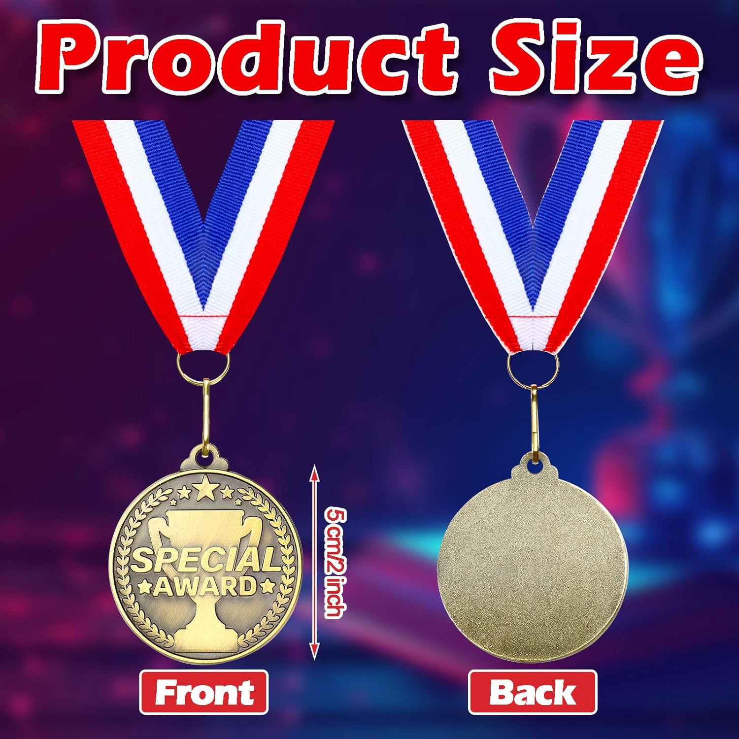 Quelay 30 Pcs 2'' Award Medals Bulk Gold Winner Medals with Neck Ribbons Metal Trophy Award Prize Gift for Tournaments, Competitions, Party, Kids and Adults