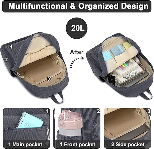 Miniatura 3 de BTOOP Mochilas escolares para adolescentes y niñas, mochila de lona ligera, juego de mochila escolar