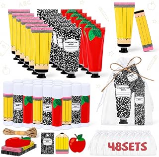 192Pcs 48 Sets Teacher Employee Appreciation Gifts Bulk Include Hand Cream Lotion Lip Balm with Bag Card Bulk Travel Size Thank You Gift for Employee Thank You Graduation Back to School Party Supplies