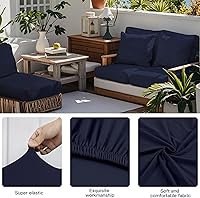 Vista 4 de Juego de 12 fundas de almohada y cojines para exteriores, 8 fundas de asiento + 4 fundas de almohada, fundas elásticas para muebles de patio