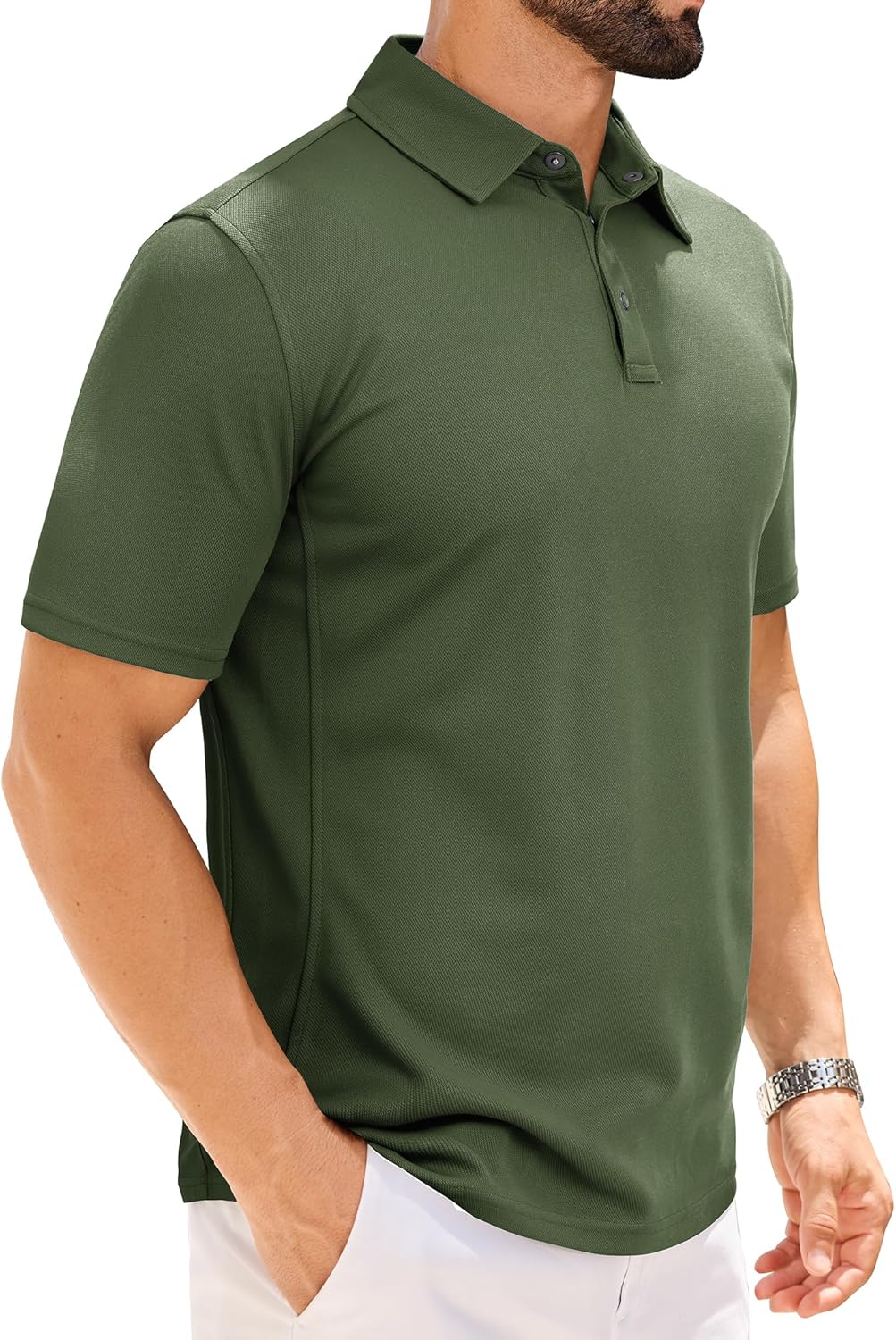 Alimens & Gentle Mens Polo Shirt Short Sleeve Tactical Dry Fit Golf Shirts Stretch Work Collared Tops Outdoor Sport Tennis