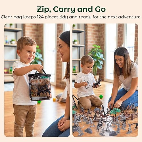 Miniatura 5 de Amor Present Juego de 124 piezas de caballeros medievales y castillo, catapultas de soldados de juguete, rellenos de calcetines navideños para niños