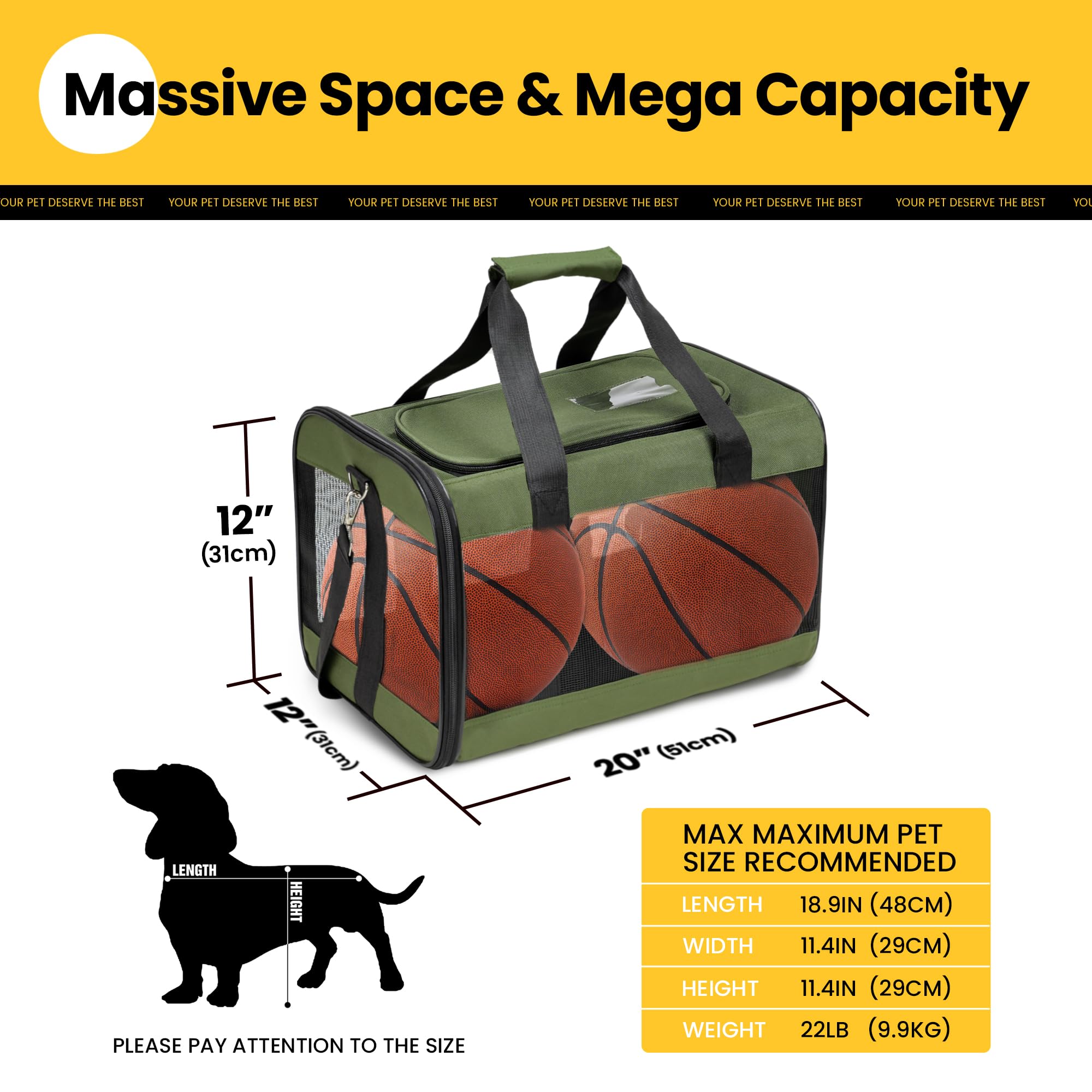 Conlun Dog Carrier Soft Sided, Large Cat Carrier with Inner Safety Leash - Image 2