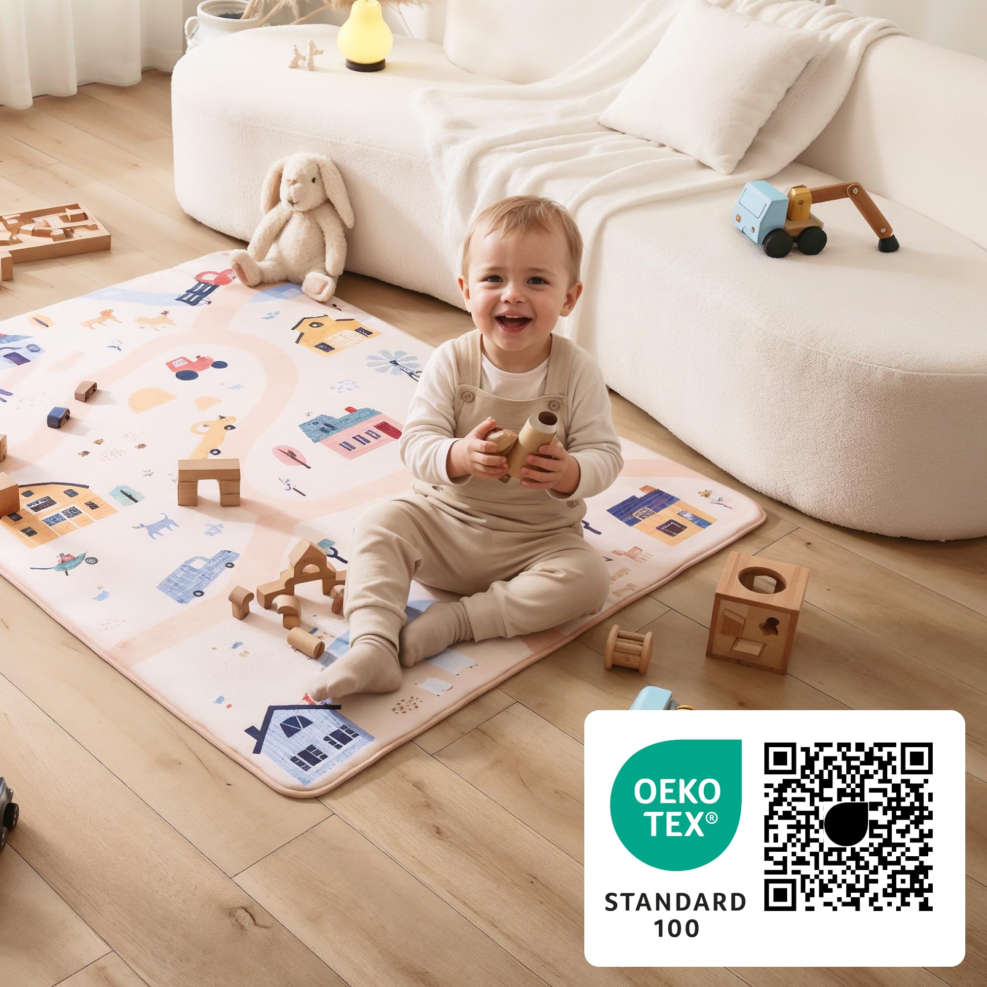 Hakuna Matte Wolkenweiche Spielmatte Baby 160x120x1,5cm | Kinderzimmer Teppich mit hochwertigem Hochdichter Polyurethan – Krabbelmatte Baby mit rutschfester Unterseite