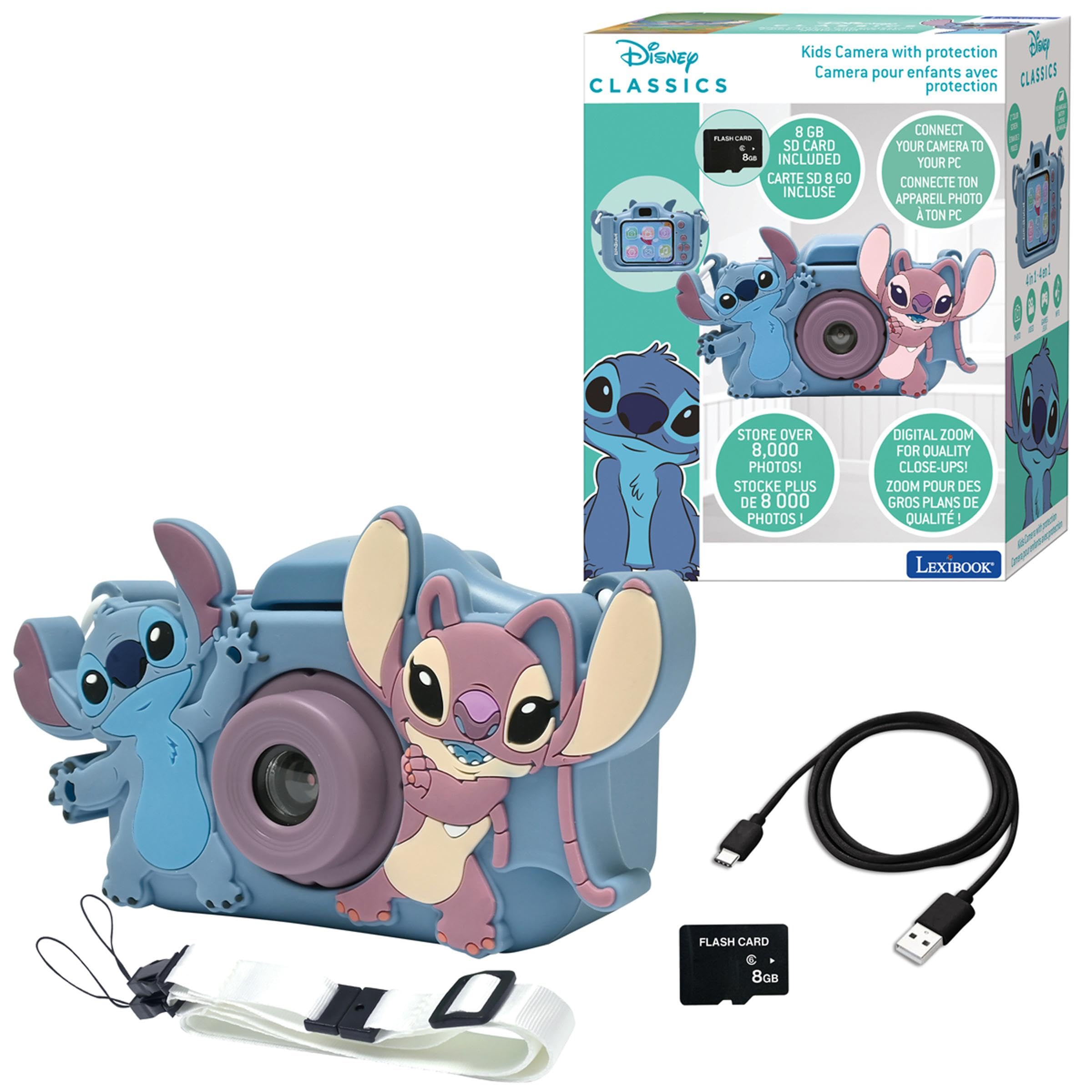 Lexibook DJ078DLXB, Angel, Disney Stitch, 4-in-1 camera for children with protection, video, MP3 and game functions, 15 frames to personalise your photos, 8 GB memory card included — image 1