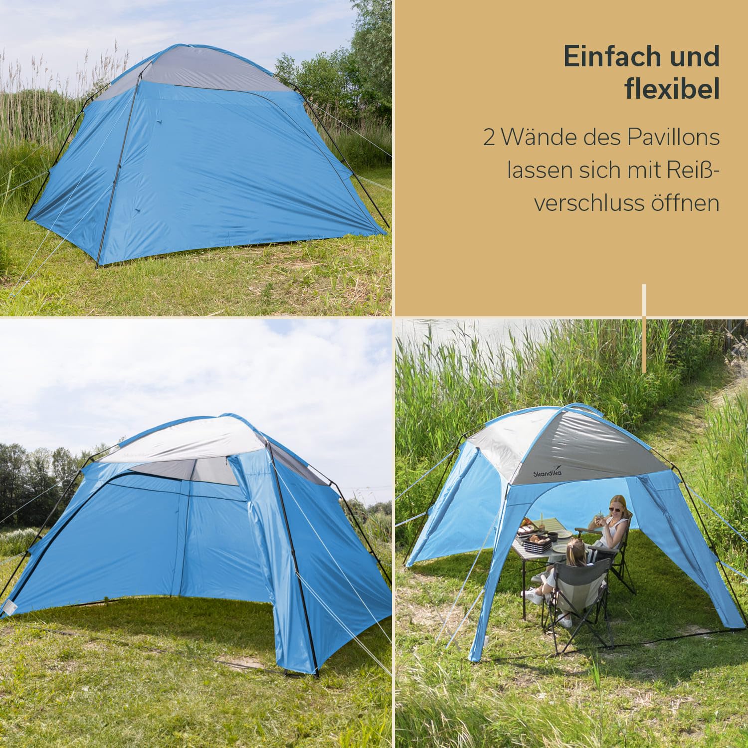 Skandika Pavellón Inari 300 Carpa jardín/Camping/Outdoor con Paredes Laterales integradas - 300 x 300 cm - Altura 210 cm