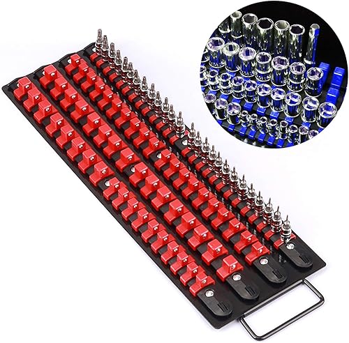 Miniatura 4 de CASOMAN Bandeja organizadora portátil de 80 piezas, juego de 2 piezas, azul y rojo, 14 pulgadas, 38 pulgadas, 12 pulgadas, organizador de enchufes