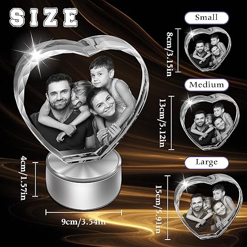 Miniatura 2 de Foto de cristal 3D, regalos personalizados para mujeres, esposa, hombres, mamá, padre, ella, él, papá, abuelo, aniversario, cumpleaños, boda,