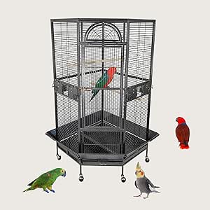 Picture of Corner bird cage for Parrots, Macaws and Parakeets, Heavy-duty metal ...