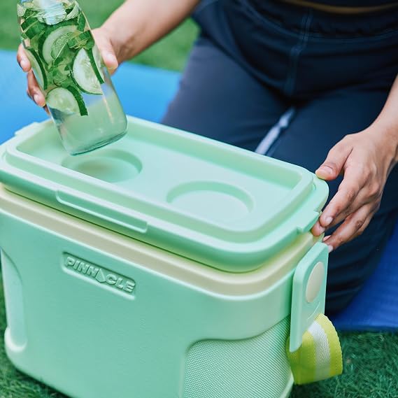 Pinnacle 8.5Qt Mini Cooler 14 x 7.6 x 10.6In Ice Box with Smart Divider, Locking Lid, Adjustable Shoulder Strap Insulated Picnic Basket Beach Cooler Bag 36- Hour Ice Retention Stylish Colors