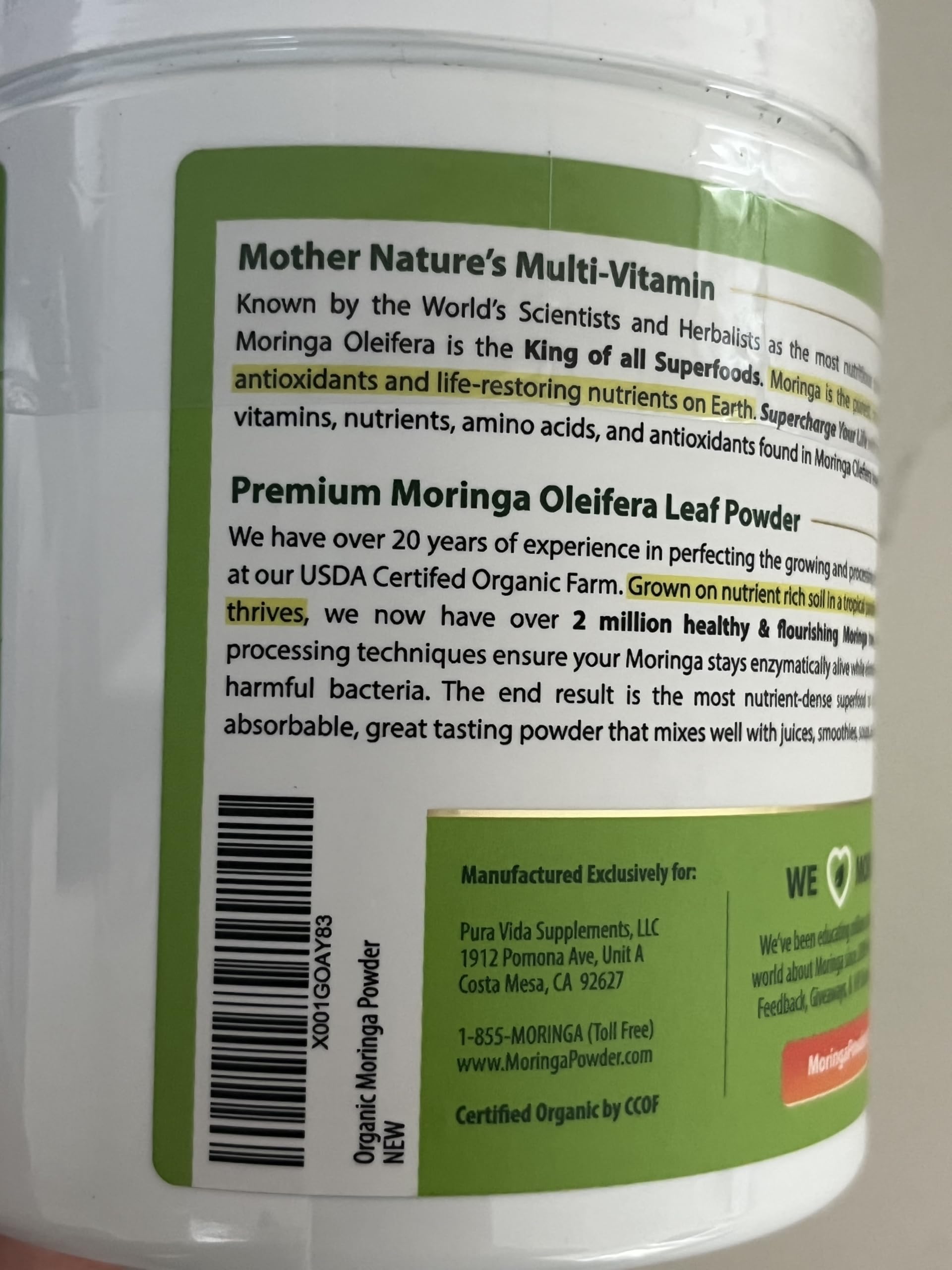 PURA VIDA MORINGA Organic Moringa Powder, Premium 100% Leaf Powder Single Origin - USDA Organic Moringa Oleifera Leaf, Perfect for Smoothies & Recipes, 8 oz — Amazon image 14
