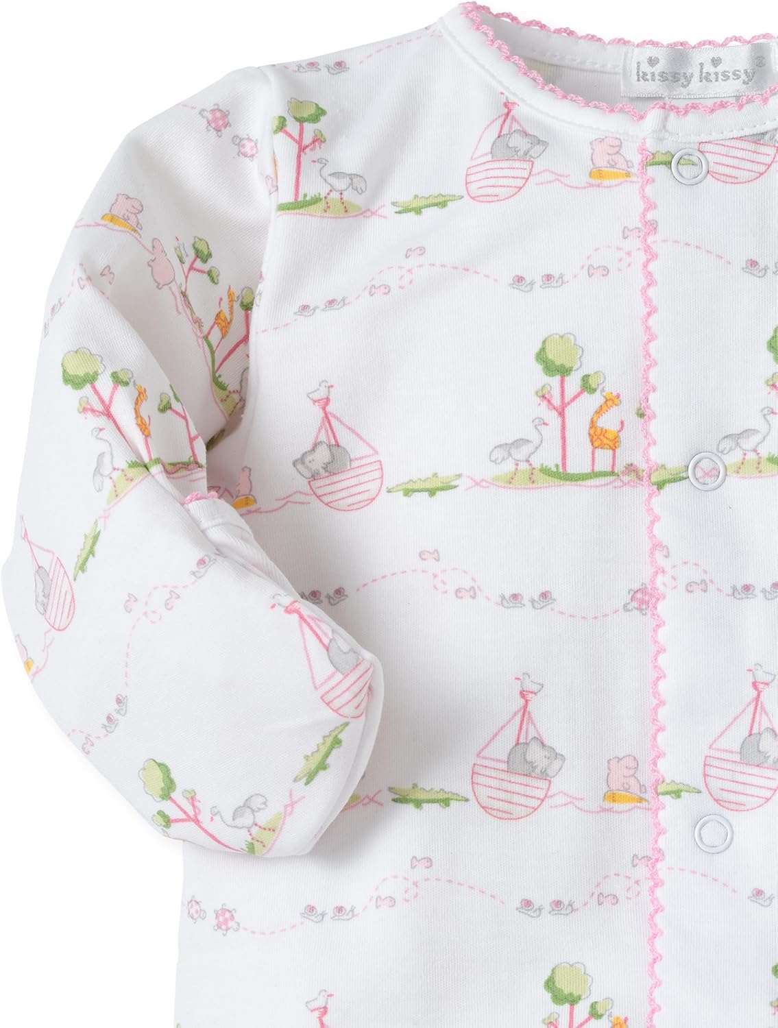 Kissy Kissy Baby Boys and Girls Noah's Print Snap Front Footie Pajamas, Newborn to 9 Months