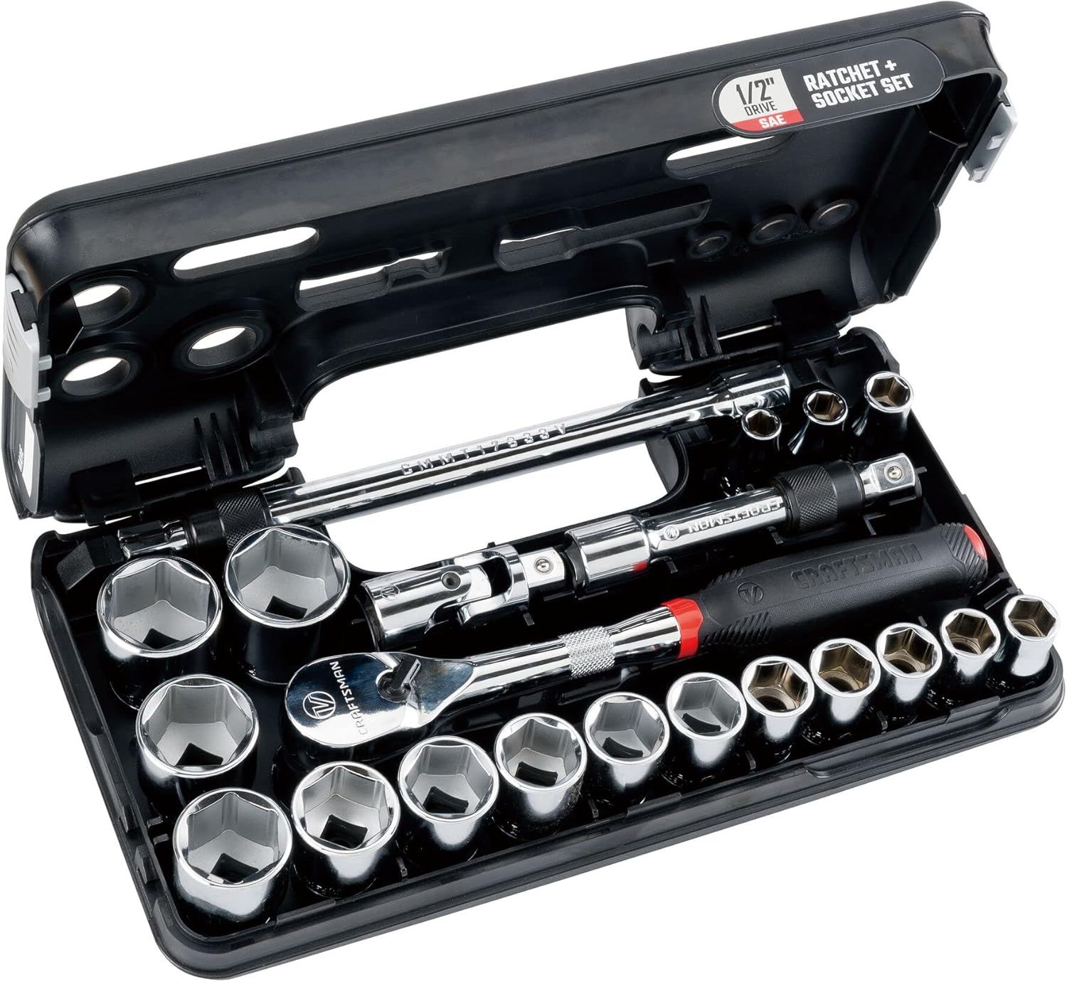 CRAFTSMAN V-SERIES Socket Set, Shallow SAE, 1/2 Inch Drive, 21 Piece (CMMT45754V)