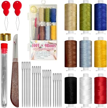 Sewing Kit Basic,Thread Kit with Sewing Supplies and Accessories for Adults,Beginner,Home,Travel,Emergency Including Sewing Thread,Needles,Needle Threader and More