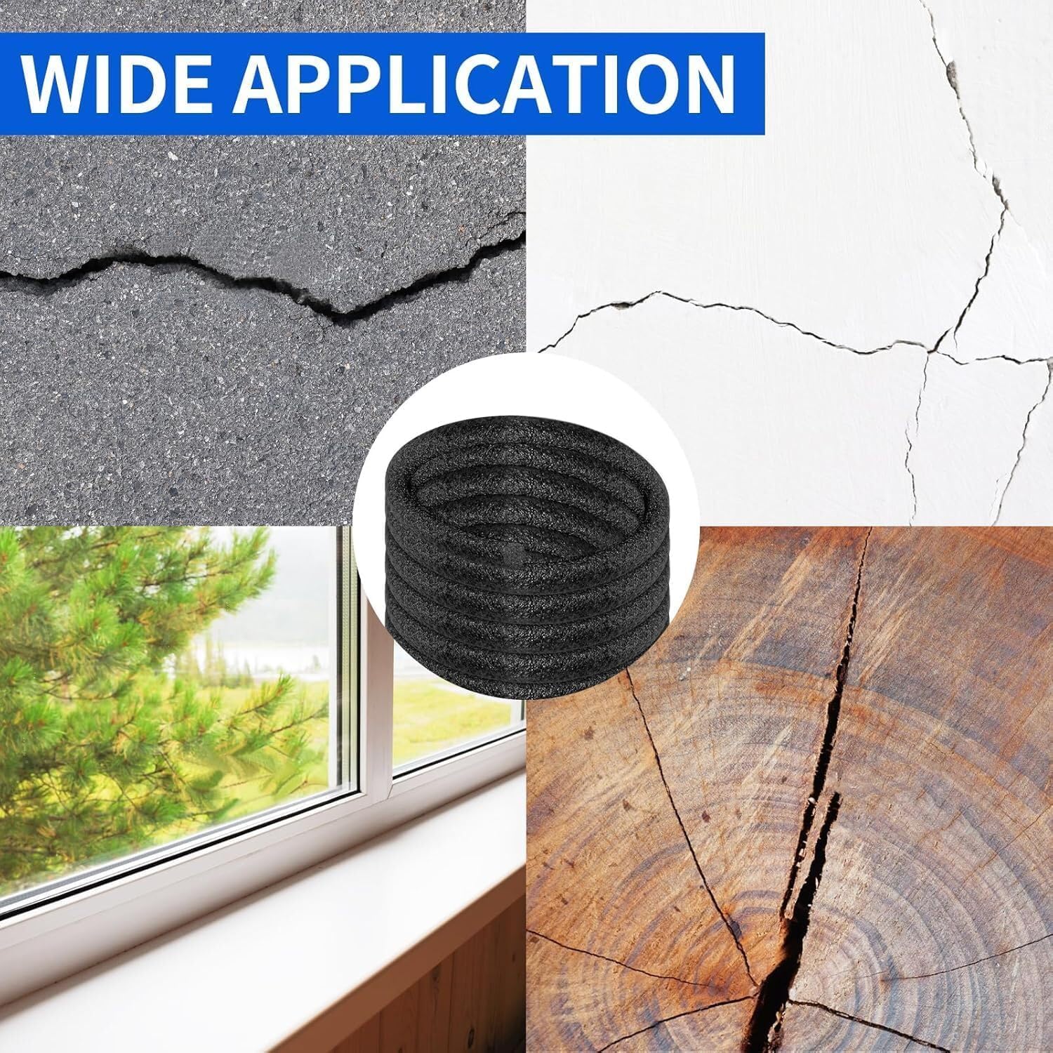 Backer Rod Foam Gap Filler Crack Filler for Concrete Repair Caulk Saver Backing Rod Concrete Expansion Joint Rope Caulk for Sealing Gaps, Expansion Joints, Crack Filling (Black, 3/4 Inch x 100 Feet)