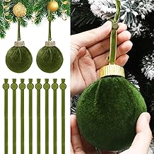 100 Pcs Christmas Velvet Ornament Strings Adjustable Ornament Hooks Non Slip Hangers Hooks Tree for Christmas Tree Decorations(Olive Green)