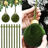 Daifunli 100 Pcs Christmas Velvet Ornament Strings Adjustable Ornament Hooks Non Slip Hangers Hooks Tree for Christmas Tree Decorations(Olive Green)