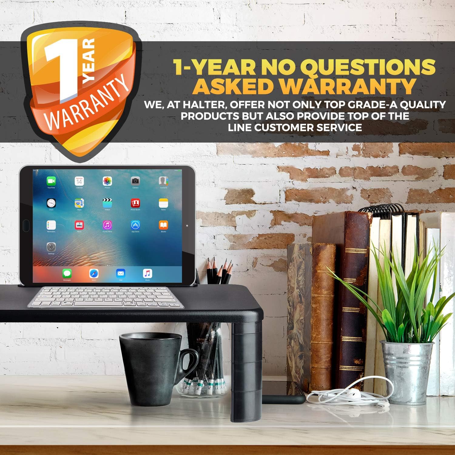 Creative Product Halter Computer Desk Monitor Stand Riser with Height Adjustable Feet, Office Storage Organizer, Shelf for Desktop