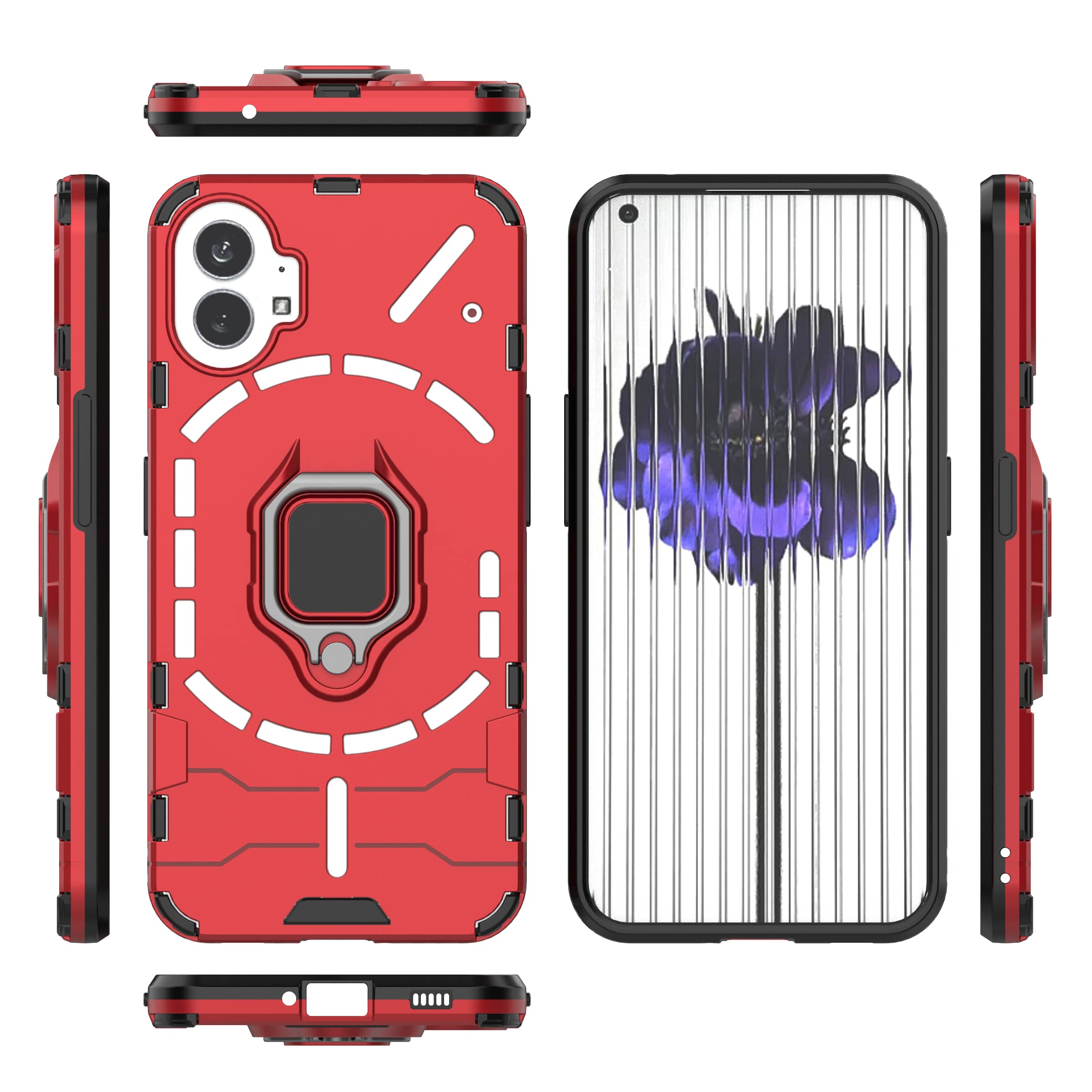 Phone Case TingYR Funda Para Nothing Phone 1, Soporte Giratorio De Anillo De 360 Grados, Cubierta De Teléfono A Prueba De Golpes De TPU/PC, Carcasa Para Nothing Funda Cmf Phone 1