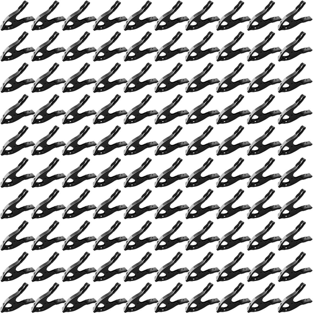 100 pcs. 2" Inch Spring Metal Clamps wholesale Bulk - All Black