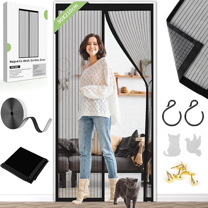 Fly Screen Door Curtain Fly Curtains 90X210cm for Doors with