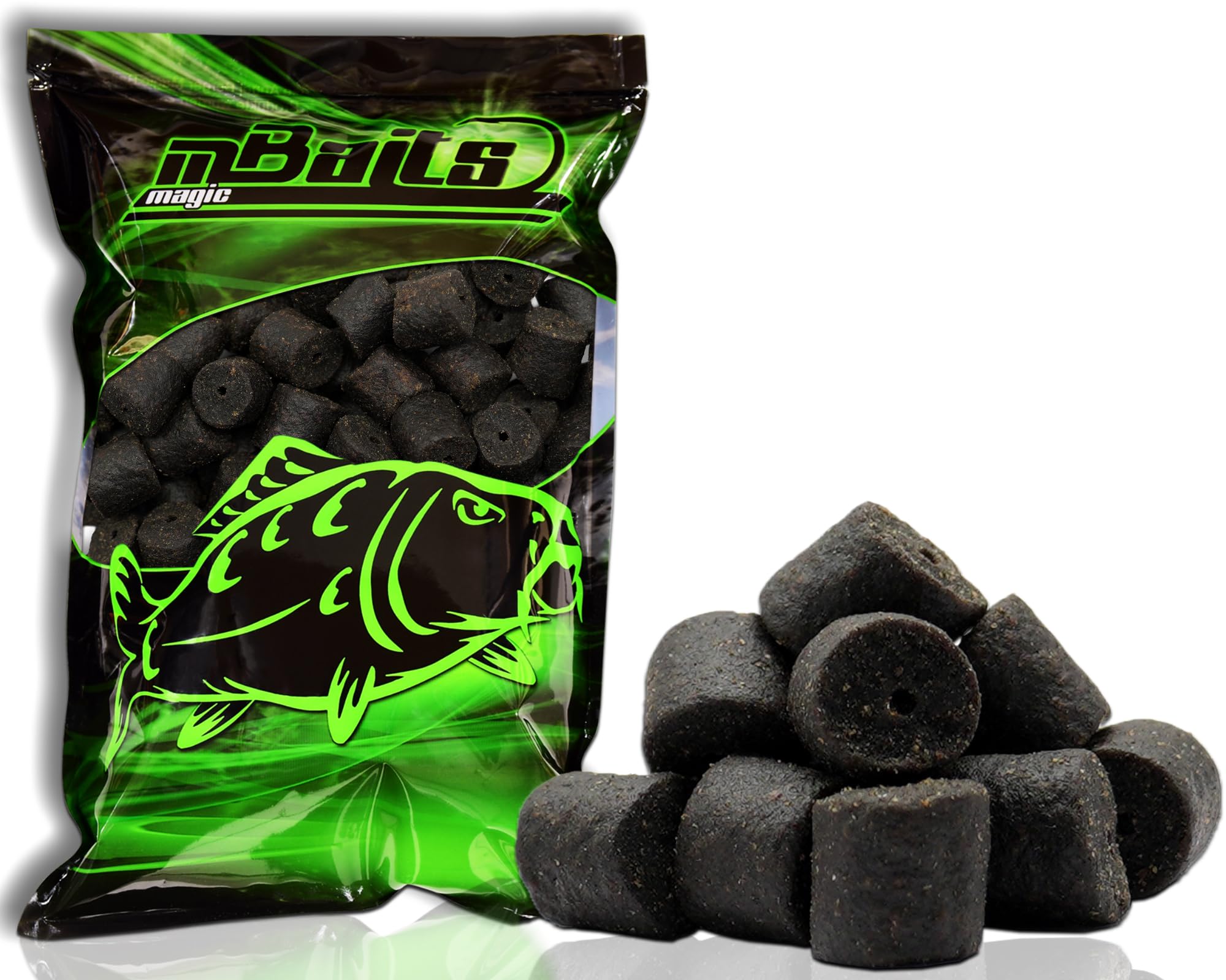 Magic Baits Dark Halibut Pellets gelocht, 10kg, 14mm