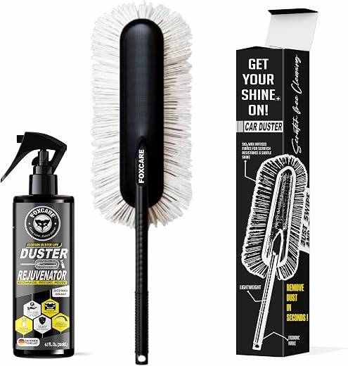 Foxcare Car Duster Ceramic Wax Infused Scratch Free Microfiber Duster Easy Grip Handle Car Bike Cleaning Tool for Dust Rem...