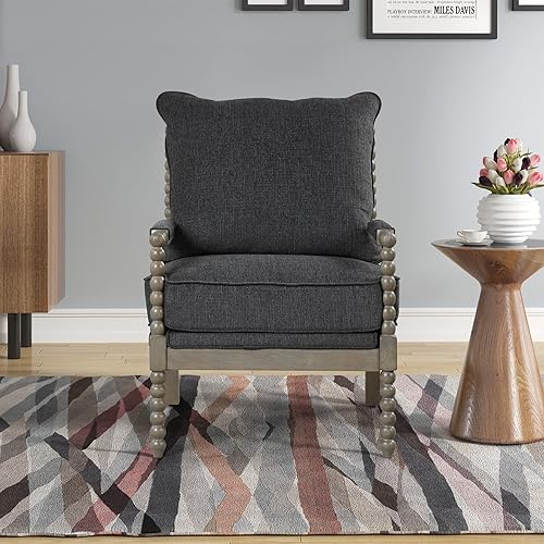 Miniatura 5 de Best Master Furniture Hanako - Silla de transición con brazos de madera acolchados, carbón y gris antiguo