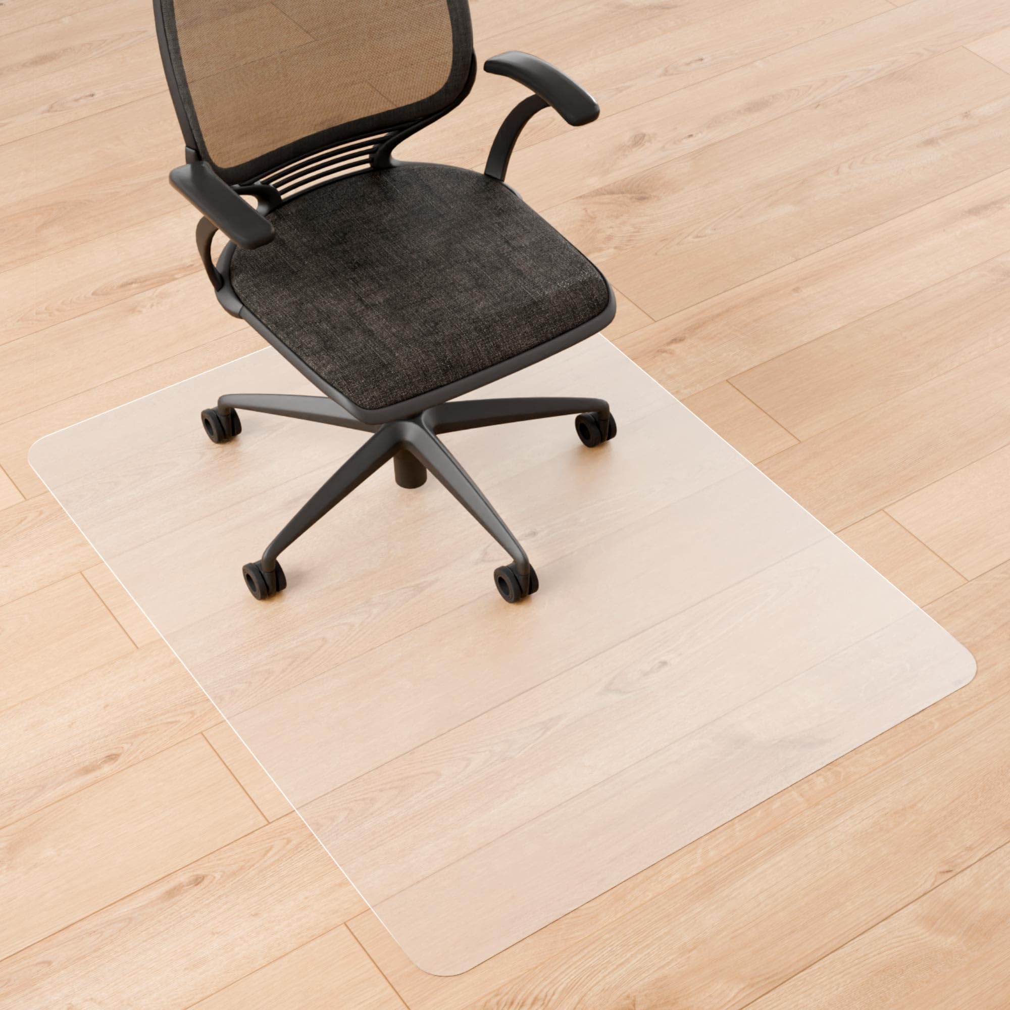 Naturei Office Chair Mat for Hard Floors- 48" x 36", Desk Floor Mat for Rolling Chairs, Clear Plastic Chair Mat, Easy Glide, Under Desk Floor