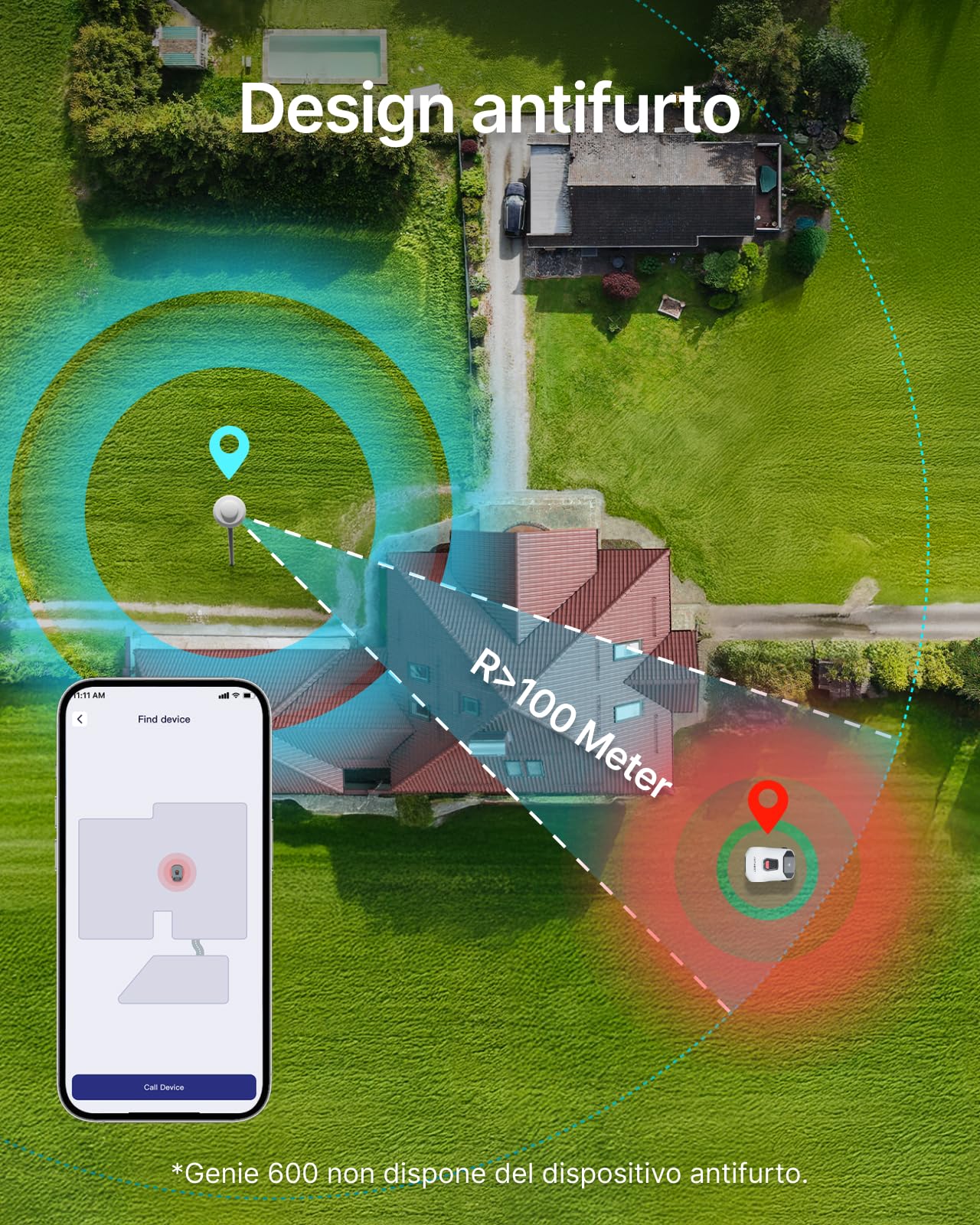 Robot tosaerba senza fili periferico - 3600㎡, Full Band RTK+4 Eyes IA Vision, mappatura automatica, 30 multizona, evitamento accurato degli ostacoli, antifurto intelligente, Anthbot Genie 3000