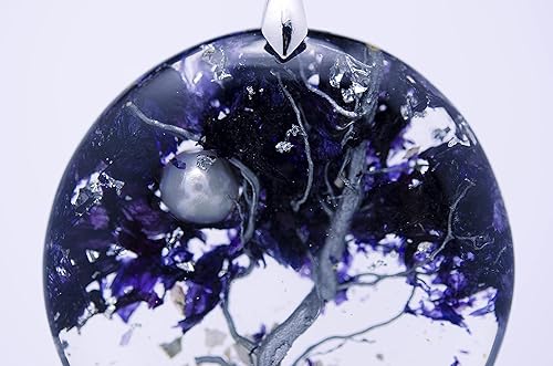 Miniatura 7 de Real Flower Necklace with Dried Root, Purple Petals and Pearls. Dry Petal Necklace. Real Flower Necklace.