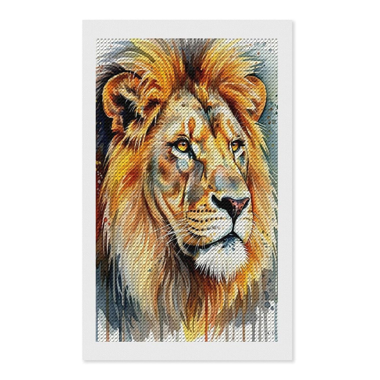 Junmoney Watercolor Lion Portrait Full Drill Diamond Painting Kit 12"x20", Mindful Craft Activity, Bedroom Decor, for Adults, Gift Idea