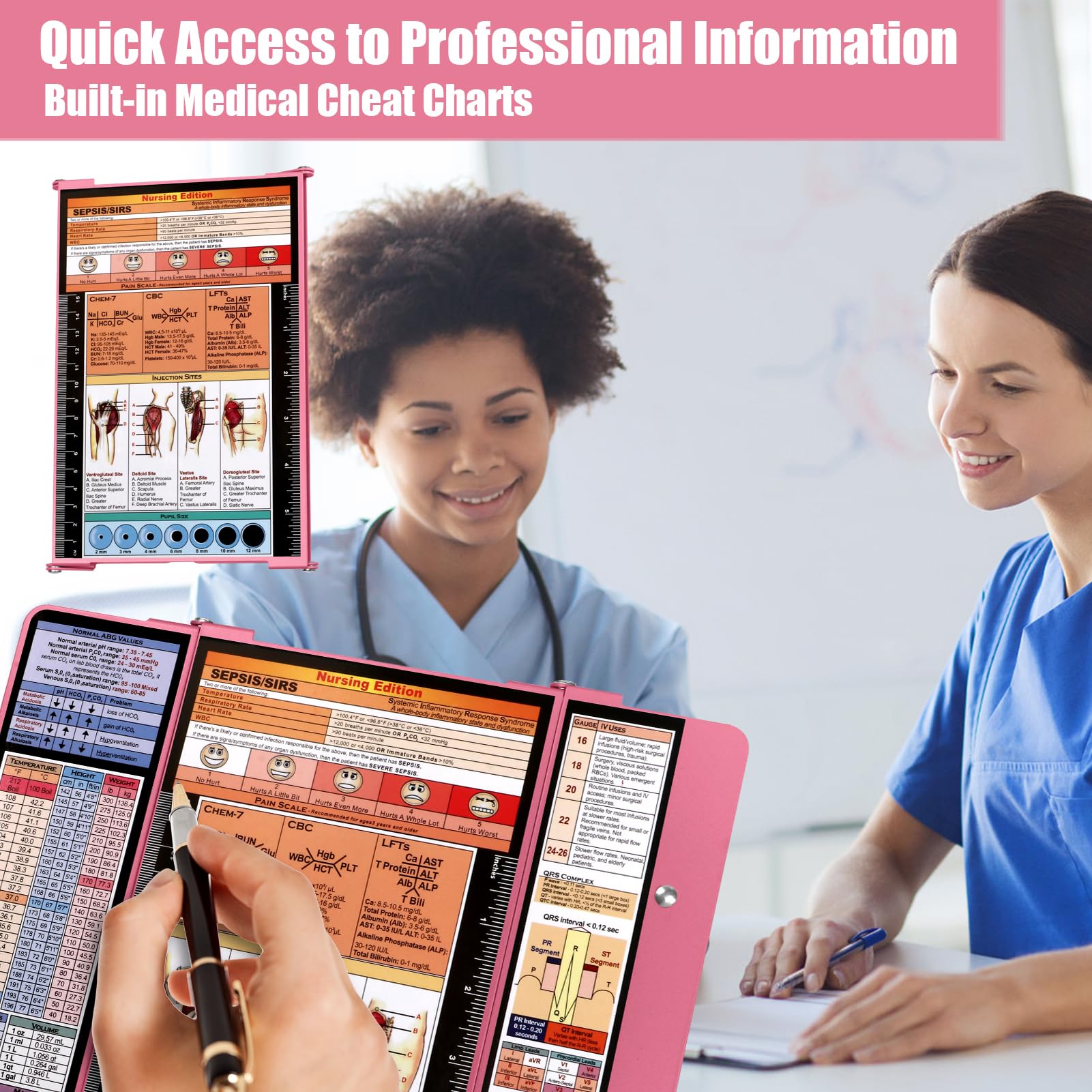 Snapklik.com : Foldable Aluminum Nursing Clipboard - 3 Layer, Pink ...