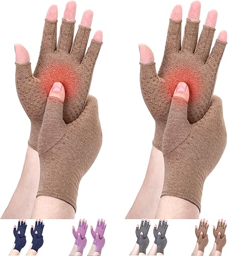DRNAIETY 2 pares de guantes de compresión para artritis, para mujeres y hombres, para artritis de mano, guantes antideslizantes con pegamento para