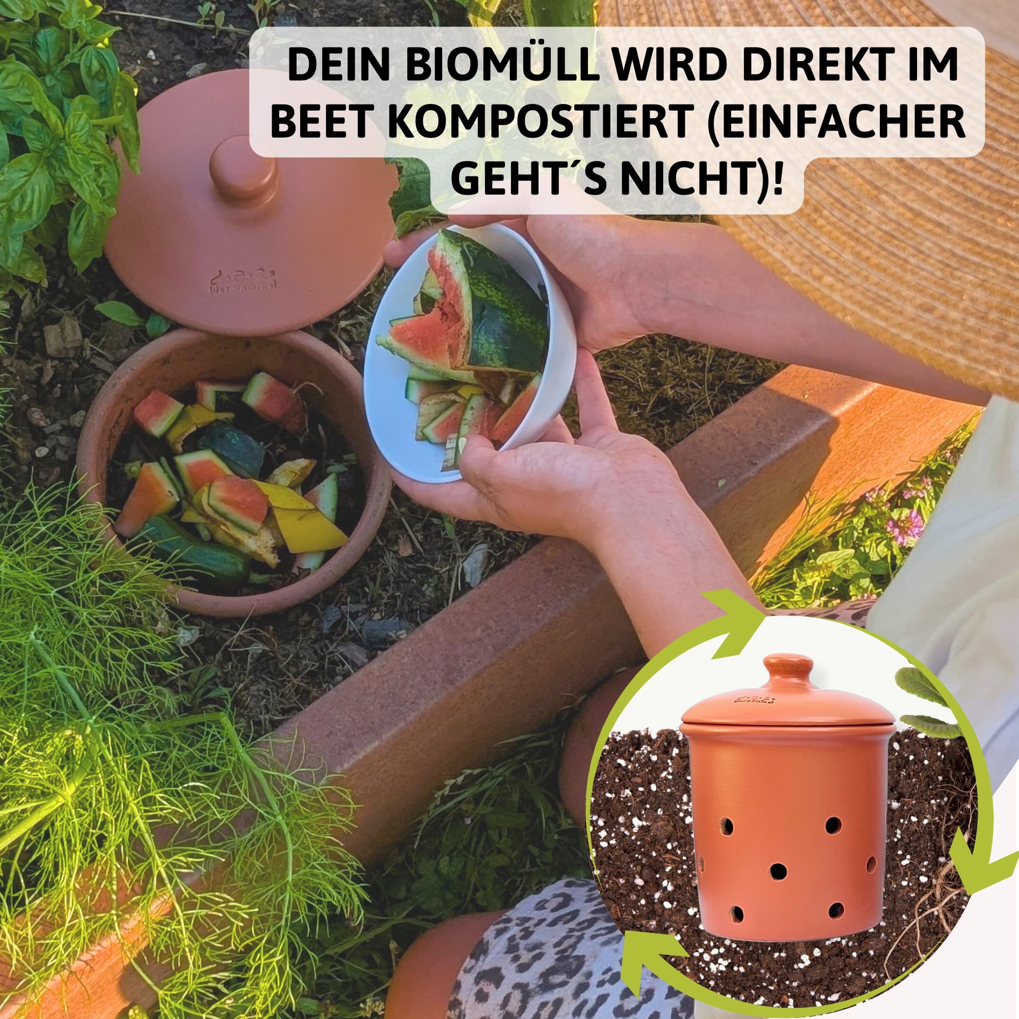 5L Wurmvase aus Ton | Beetkomposter Starterset inkl. 250 Kompostwürmer