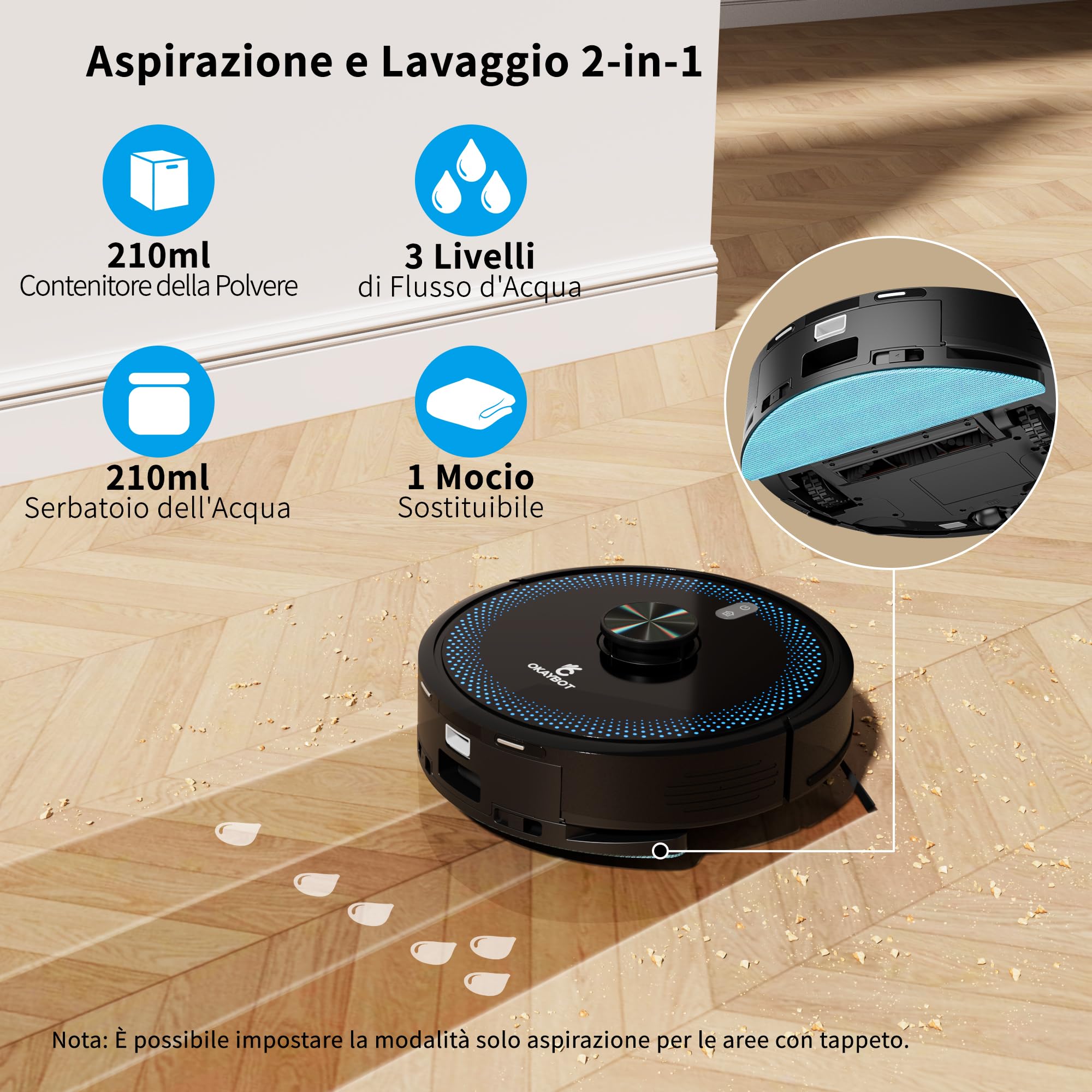 V2 Upgrade Robot Aspirapolvere Lavapavimenti con Stazione, Raccolta Automatica della Polvere 3.5L, Autonomia 120min, 4000Pa, Navigazione Laser 3D, Controllo APP & Alexa & Google