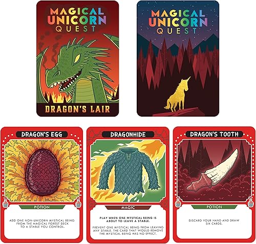 Miniatura 4 de Flame Point Games Magical Unicorn Quest Dragon's Lair - Baraja de expansión diseñada para ser añadida a tu juego de cartas mágico Unicorn Quest