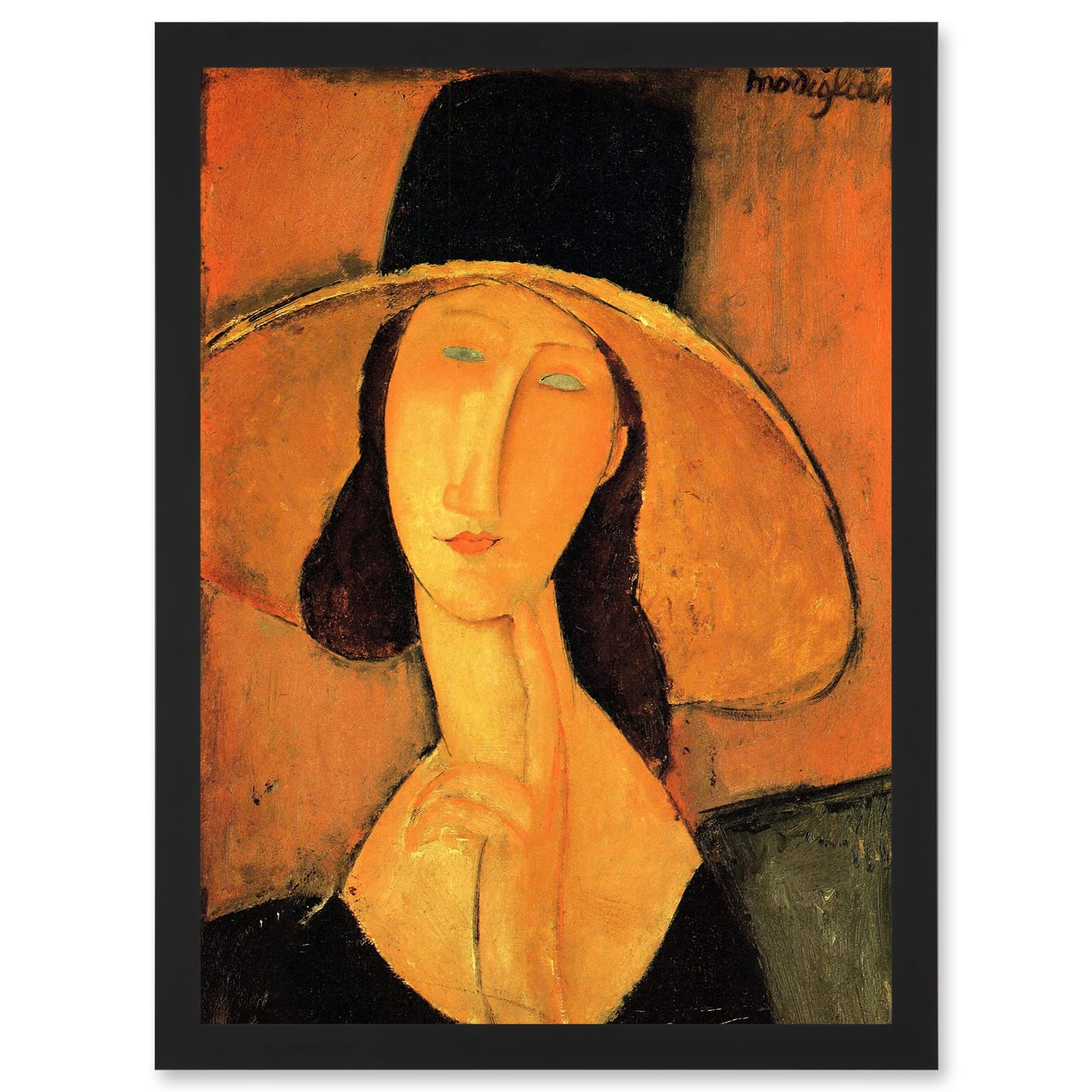 Artery8 Amedeo Modigliani Portrait Of A Woman With Hat Painting Artwork Framed Wall Art Print A4