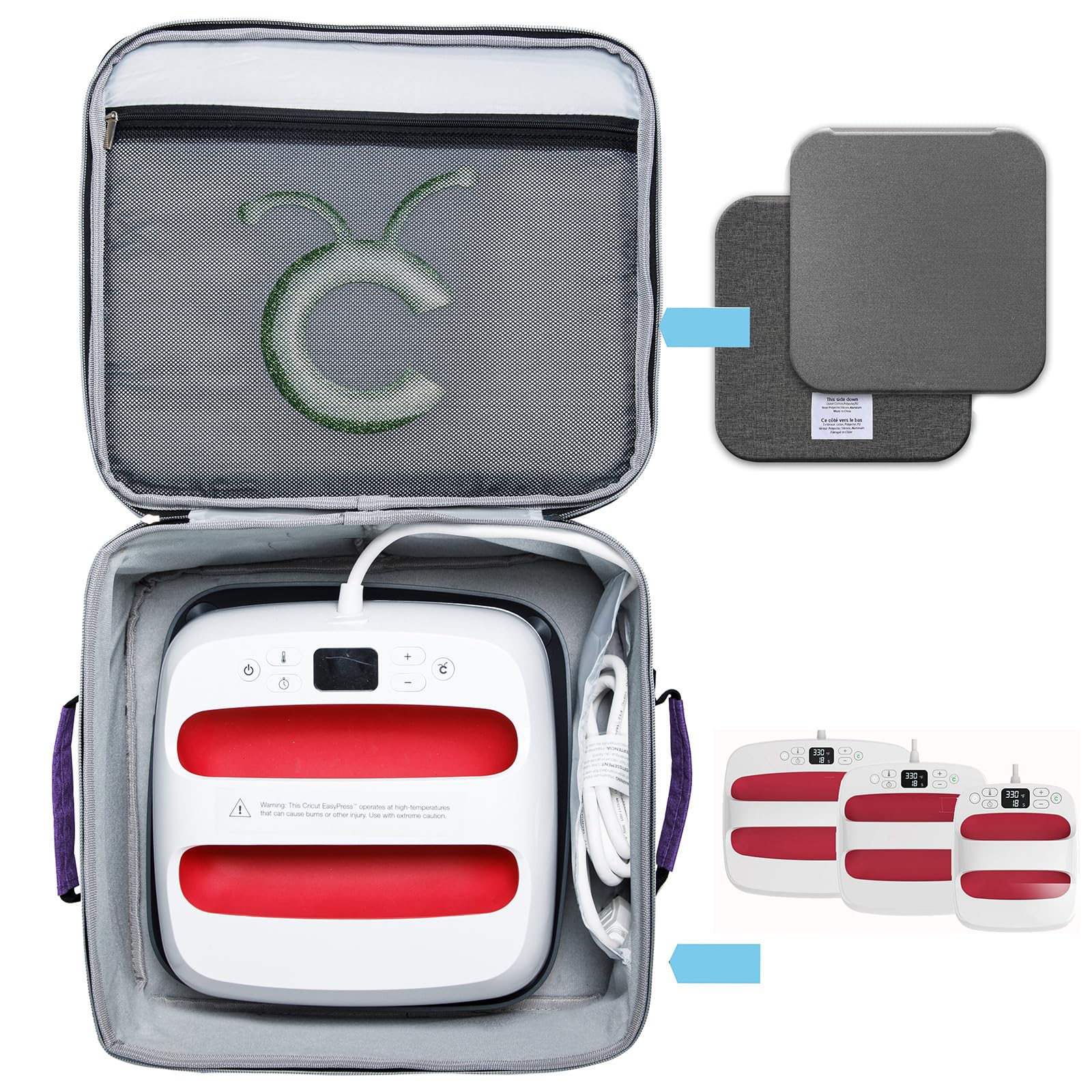 MYBAGZING Tragetasche für Cricut EasyPress 2, 30,5 x 25,4 cm und 22,9 x 22,9 cm, Htvron-Heißpresse, Cricut Heißpresse, 3 Taschen für Cricut Zubehör, Heißpresse