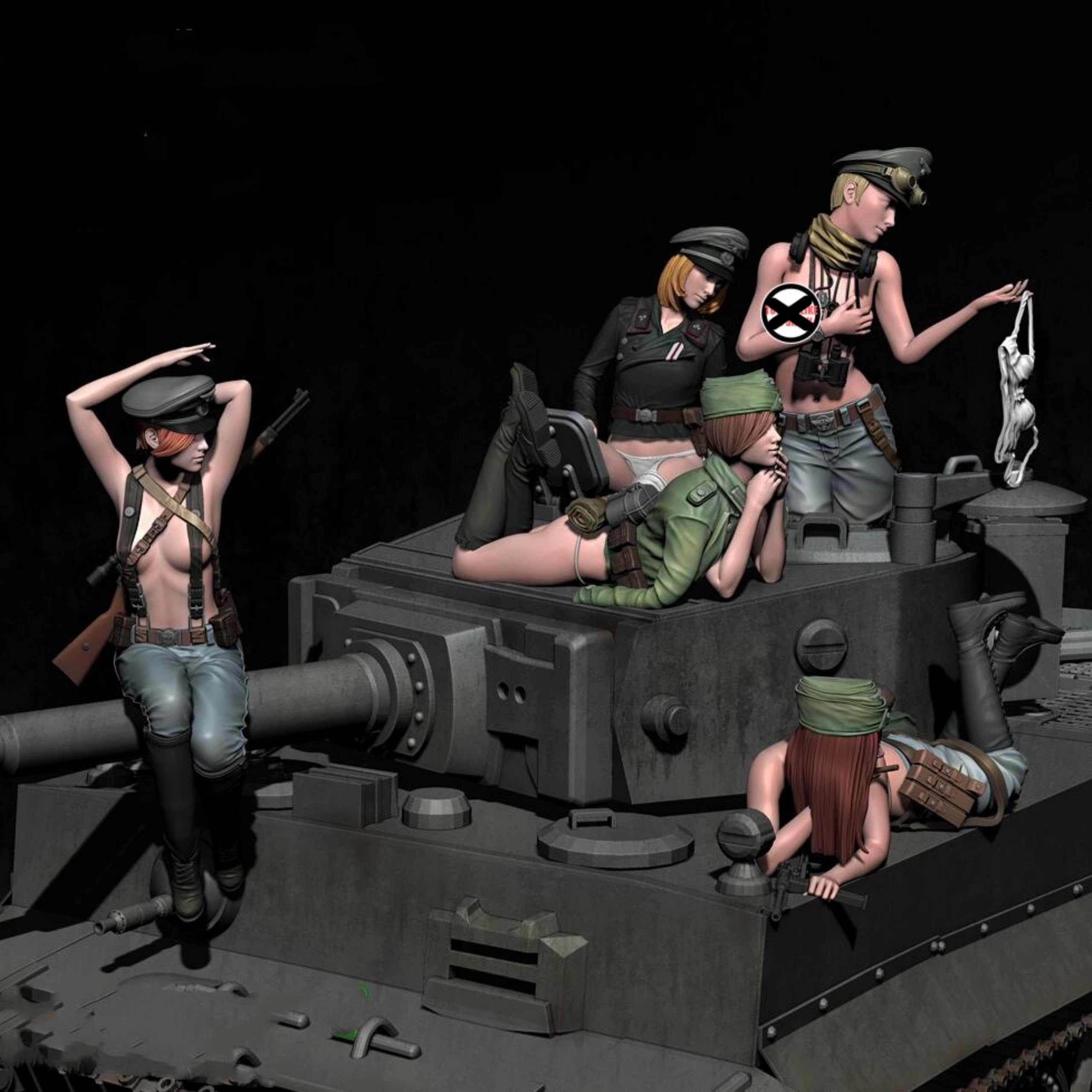 TRUEGRIS 1/35 WWII German Tank Soldier Resin Model Kit Unpainted and Unassembled (5 people, no tank) //k5w2J20